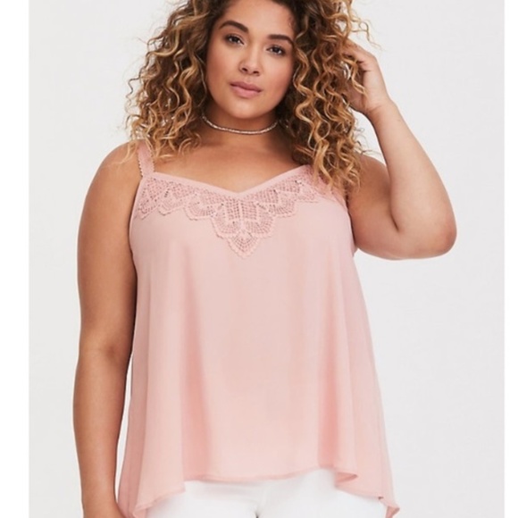torrid Tops - Torrid Peach Crochet V Neck Tank Size 4X